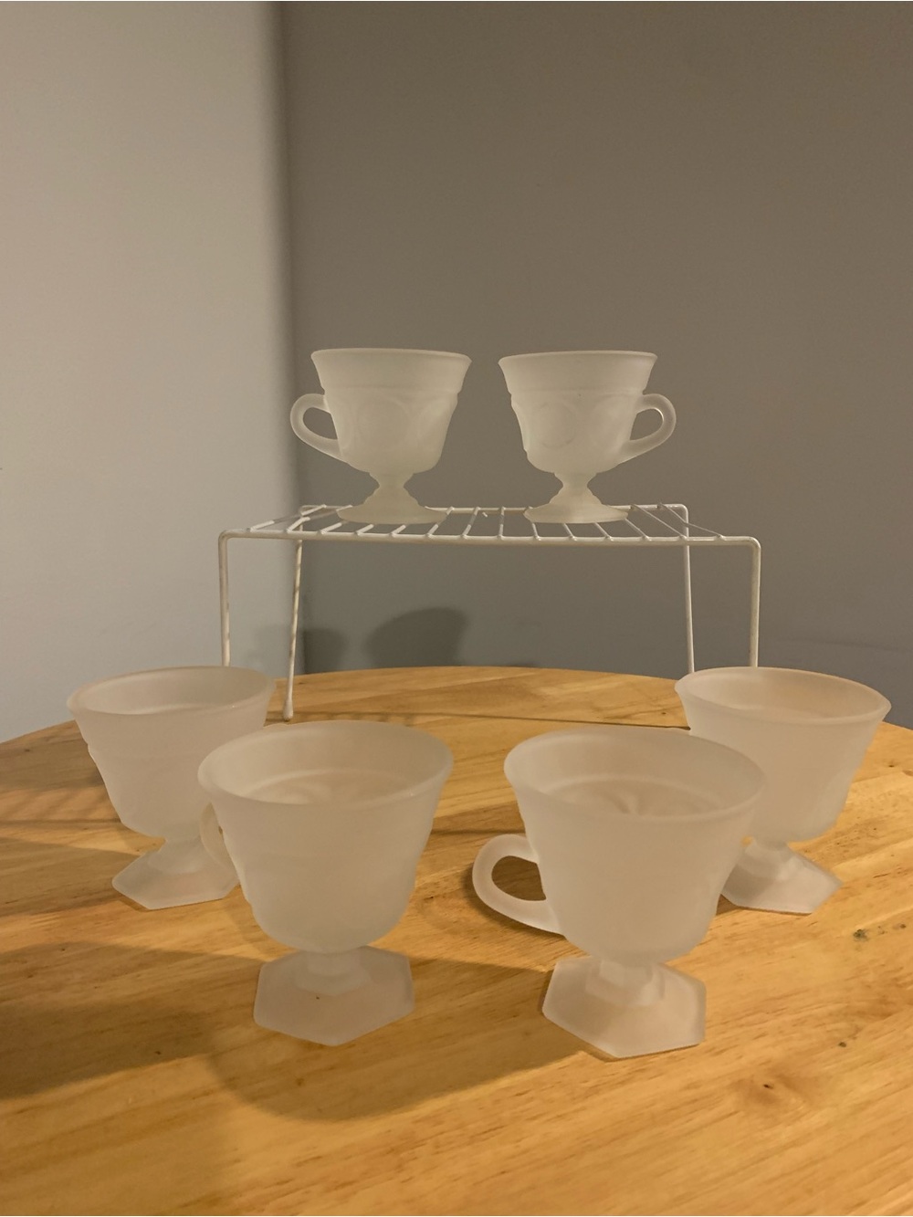 6 Indiana Glass Tiara Exclusive Frosted Punch Cups